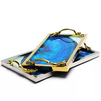 Style a Gold-Trim Ceramic Tray on Your Coffee Table