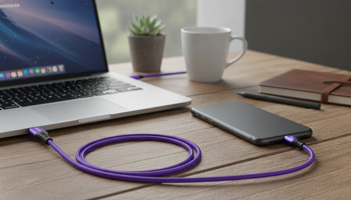 60W USB-C to USB-C Rotating Cable: 3A Fast Charging