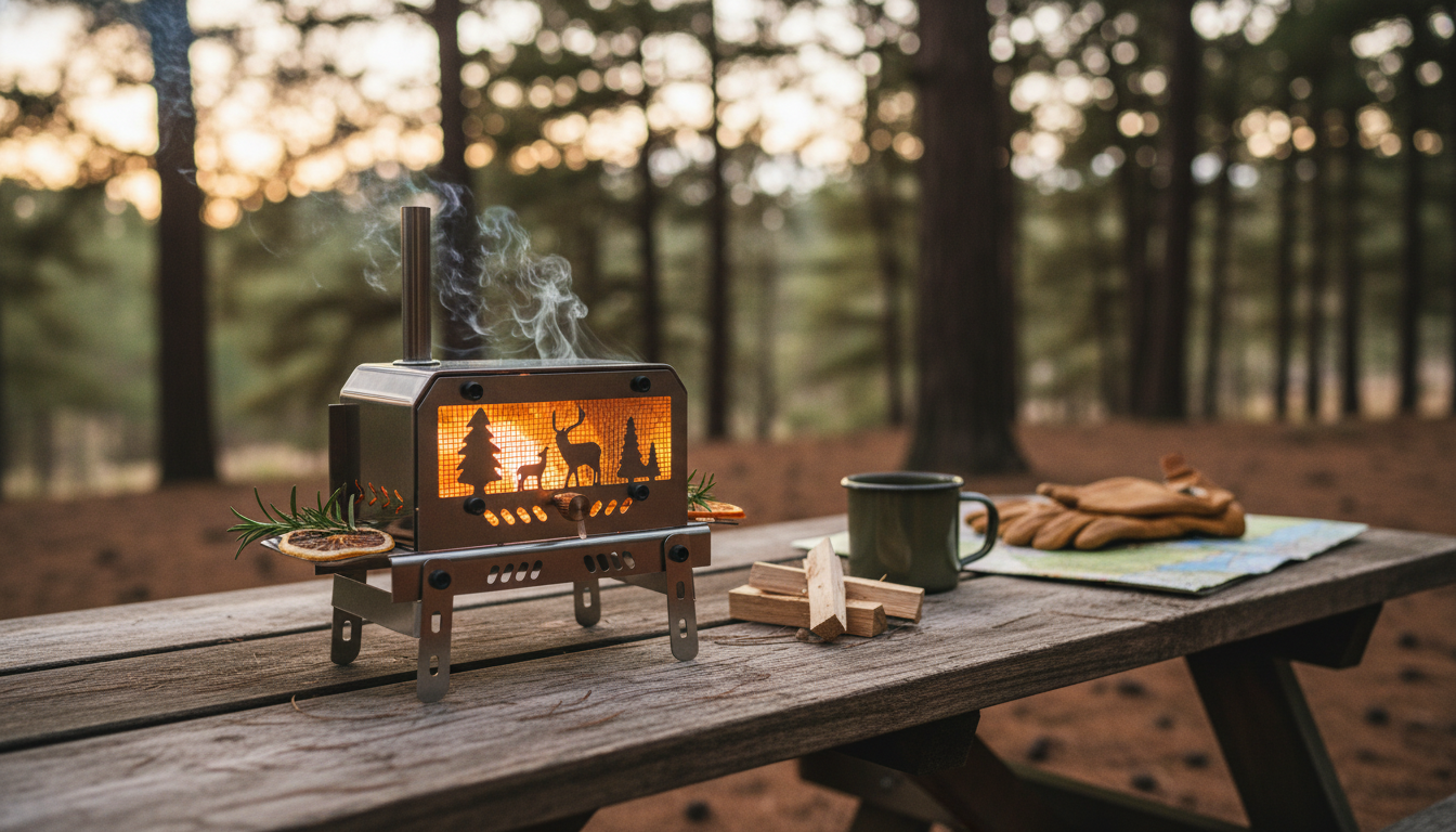 Mini Stainless Wood Stove with Chimney + Aroma Tray
