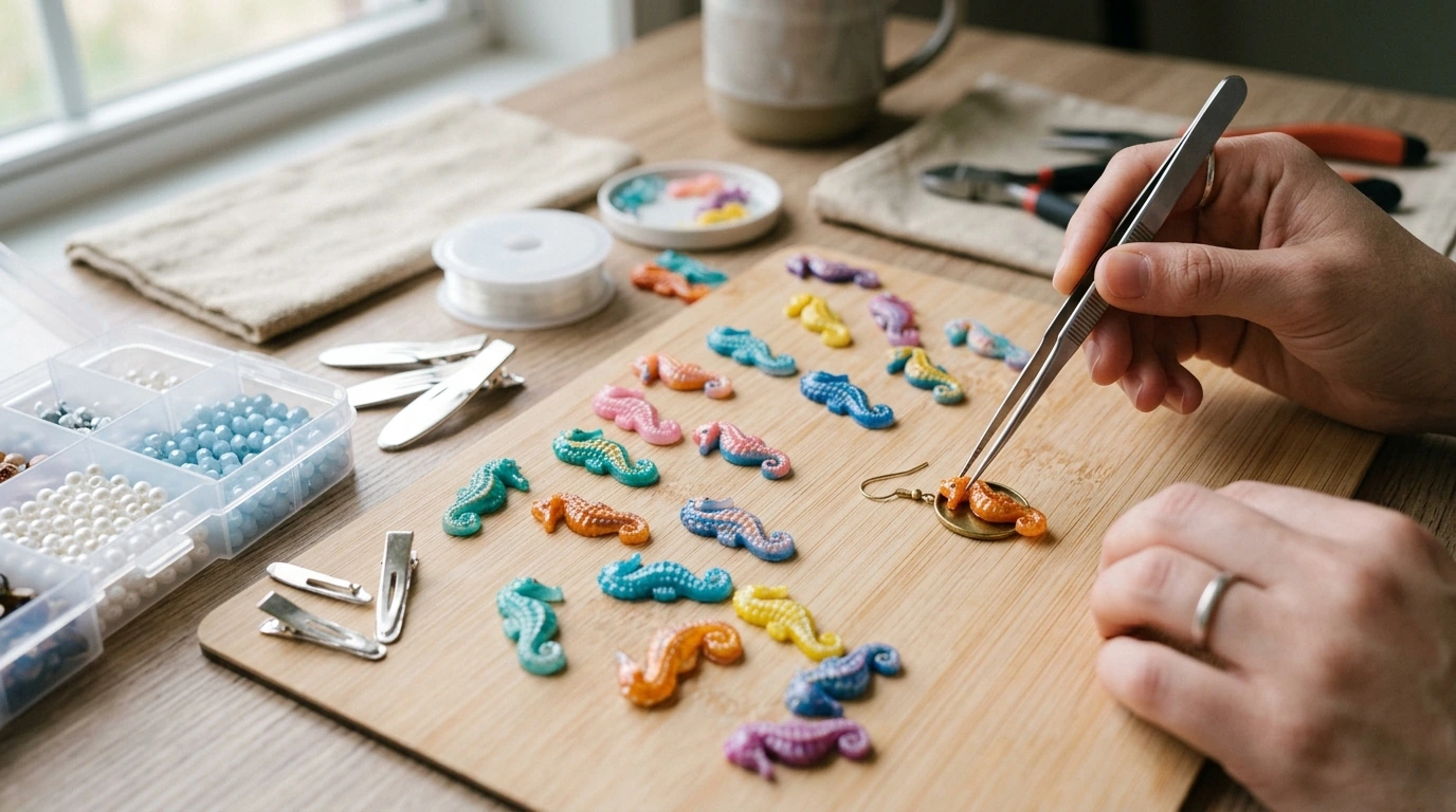 50 Colorful Seahorse Resin Flat Backs for DIY Crafts