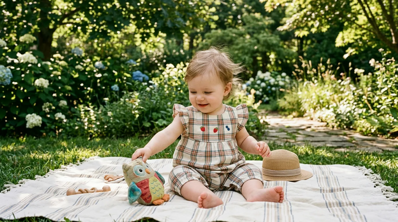 Plaid Fruit Embroidered Baby Girl Romper for Summer